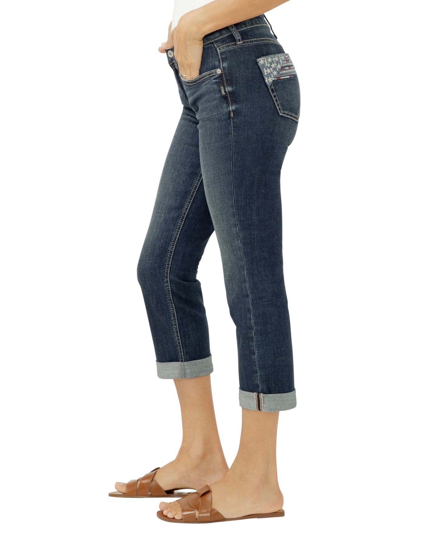 Женские джинсы Silver Jeans Co. Suki Mid-Rise Americana Luxe Stretch Capri, цвет: Dreamscape — фото 2