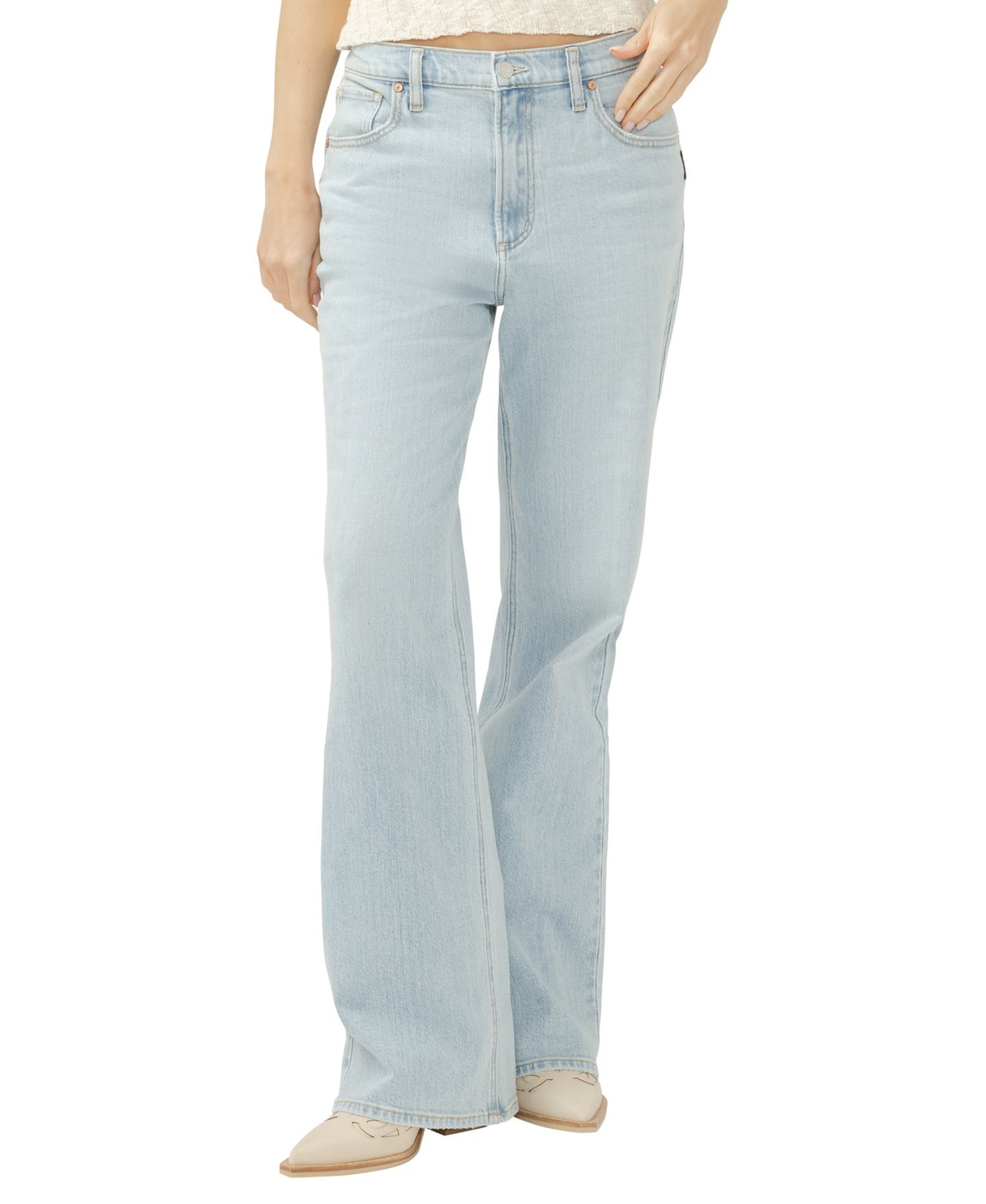 Женские джинсы Silver Jeans Co. 90s Mid-Rise Baggy Bootcut, цвет: Grove — фото 1
