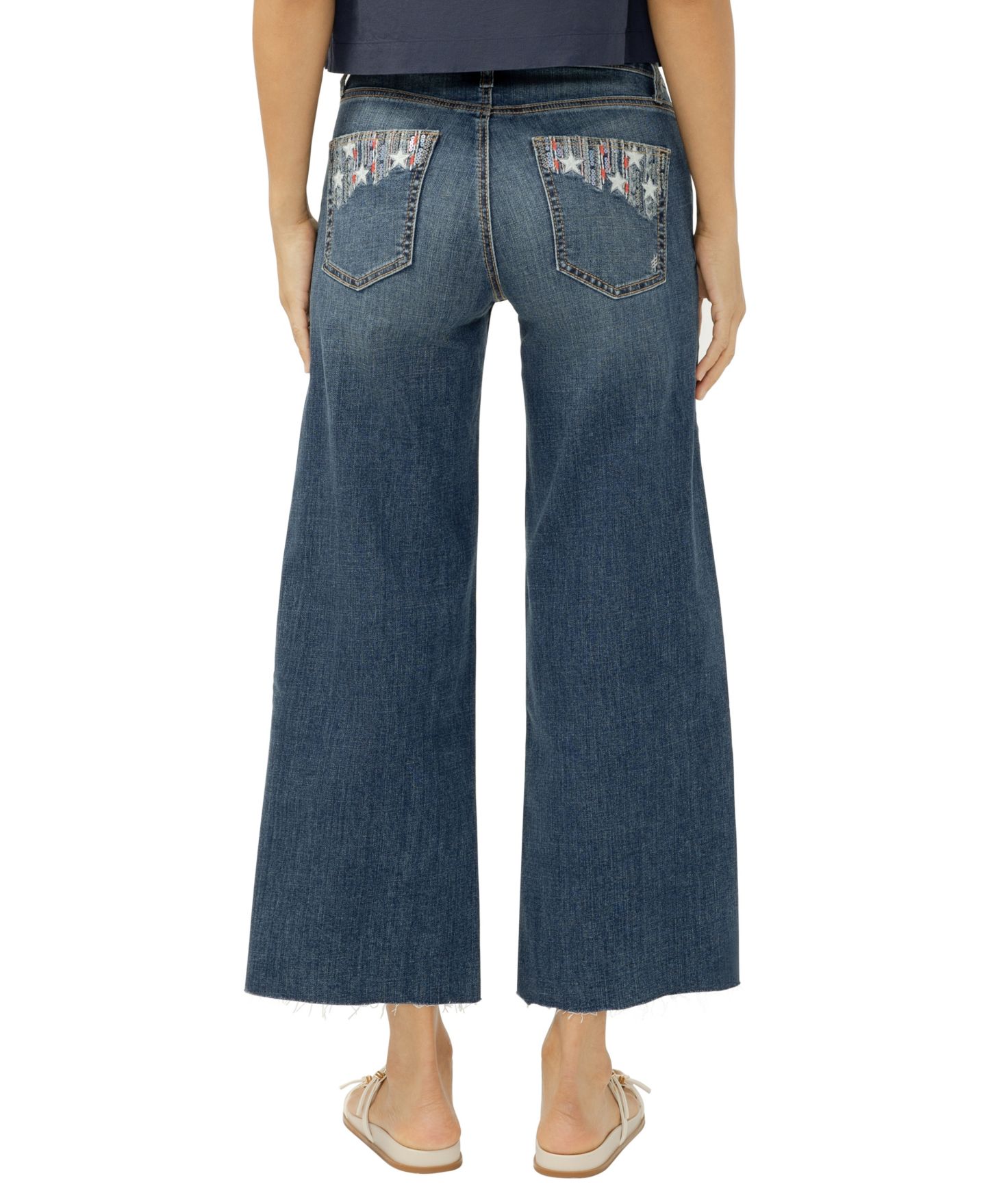 Женские джинсы Silver Jeans Co. Suki Mid-Rise Wide-Leg Americana Luxe Stretch, цвет: Mix Tape — фото 4