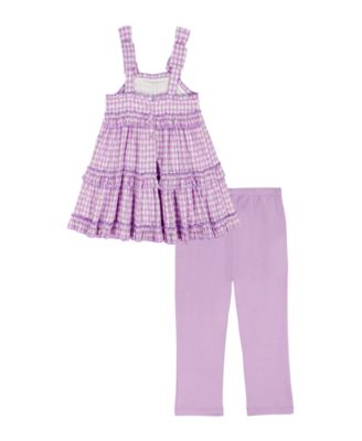 Girls' 2T-6X Plaid Ruffled Tunic and Capri Leggings, 2-Piece Set