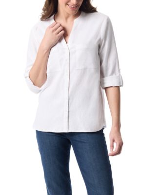 Women's Linen Band Collar Top