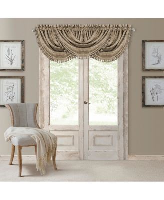 Elrene Home Fashions Antonia Damask Print Waterfall Tassel Window Valance