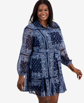 Trendy Plus Size Tie-Belt Shirtdress