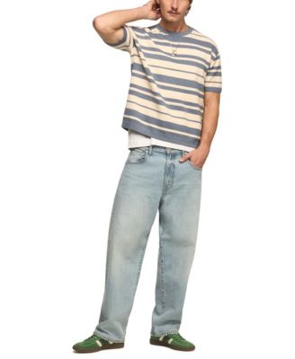 Men's Textured Stripe Boxy Sweater T-Shirt