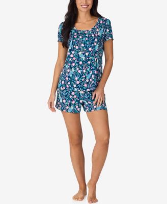 Women's Short-Sleeve Top & Boxers, 2-Piece Pajama Set