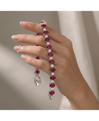 Elegant White Gold Plated Oval Cubic Zirconia Tennis Bracelet