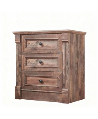 Farmhouse Nightstand with Charging Station and Roman Columns