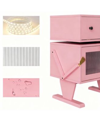 YGII LED Nightstand with 360° Rotating Drawer for Bedroom or Office