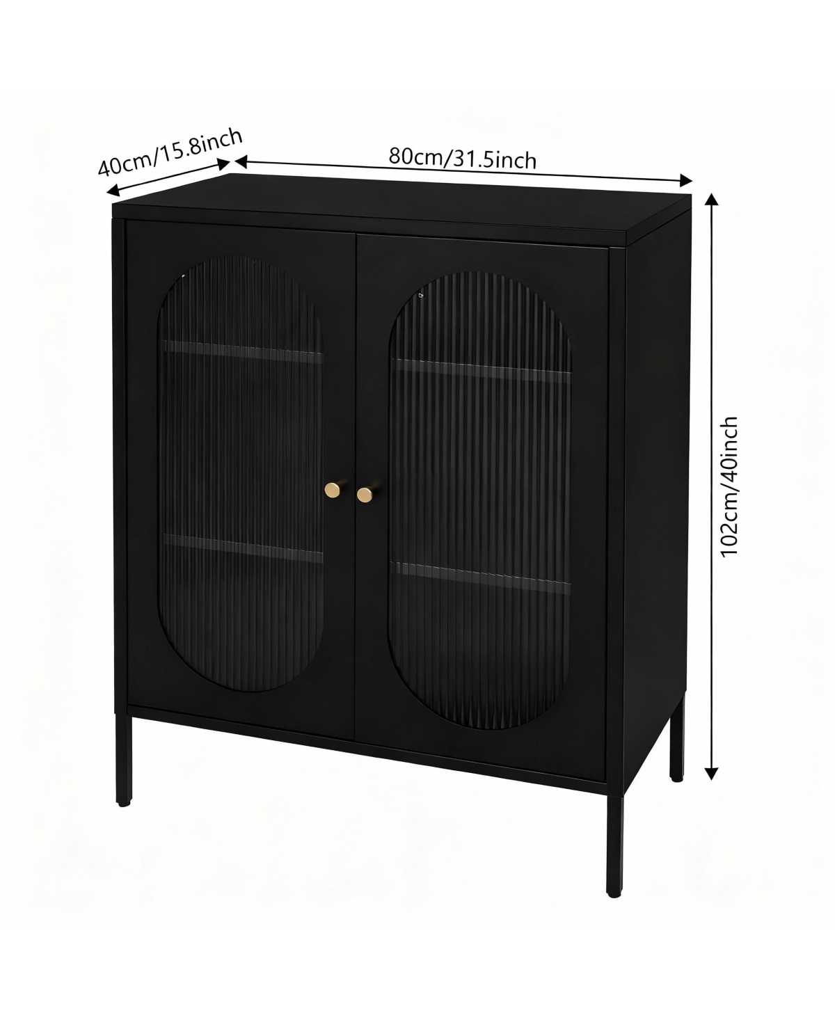 Yigii 3-Tier Glass Cabinet with Magnetic Doors for Kitchen & Living