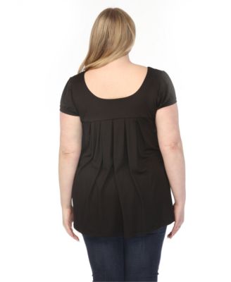 Plus Size Cap-Sleeve Pleated Top