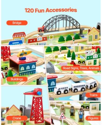 120-Piece Train Table with Collapsible Bin & 3-in-1 Design