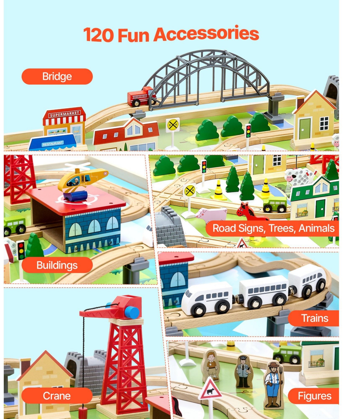 Sugift 120-Piece Train Table with Collapsible Bin & 3-in-1 Design