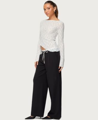 Women's Mare Asymmetric Gem Sheer Lace Top