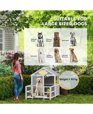 Dog House Outdoor, 61"L Wooden Dog Shelter with Porch