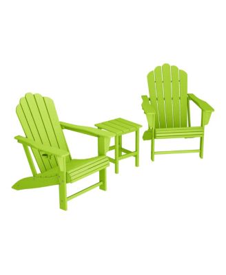 3-Piece Outdoor Patio HDPE Adirondack Chair With Cup Holder and Table Set