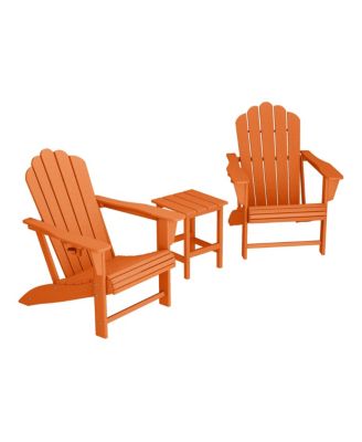 3-Piece Outdoor Patio HDPE Adirondack Chair With Cup Holder and Table Set