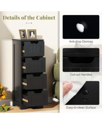 Freestanding Side Storage Organizer Cabinet with 4 Drawers