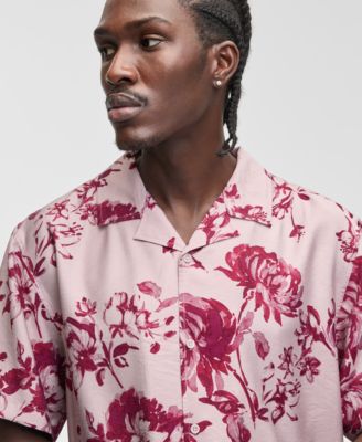Men's Botanical-Print Relaxed Camp Shirt
