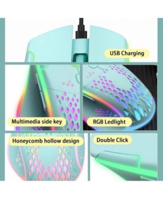 Wireless Gaming Mouse with RGB Lights - Adjustable DPI for Gaming, Office Work,Lightweight Honeycomb Design Compatible with Windows/Mac/Linux