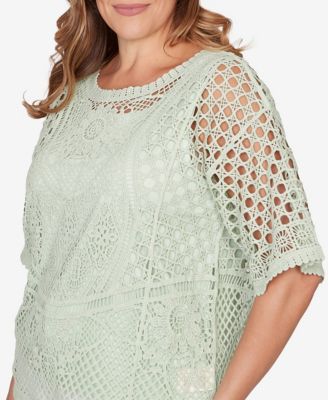 Plus Size Chemical Lace Pullover Sweater