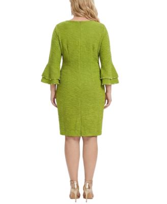 Plus Size Long-Sleeve Dress with Bell Cuffs