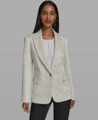 Women's Button-Front Collared Woven Jacket
