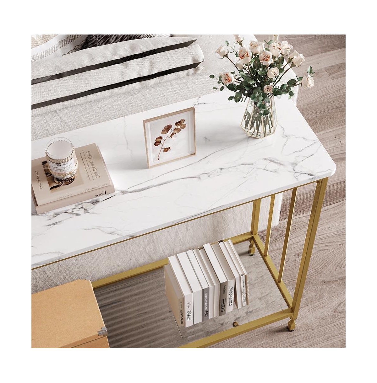 gaomon Console Table, Sofa Tables Narrow Entryway Table with Wood Shelf and Metal Frame, 415" Behind Couch Table Industrial Hallway Table for Liv