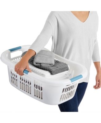 2.1-Bushel Small Hip-Hugger Plastic Laundry Basket, White (3-Pack)
