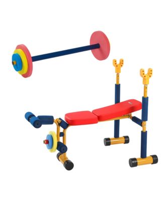 Kids Weight Bench Set with 35" Bench & Adjustable Headrest, Multicolor