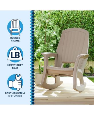 Plastics Rockaway Heavy Duty All-Weather Outdoor Rocking Chair, Taupe