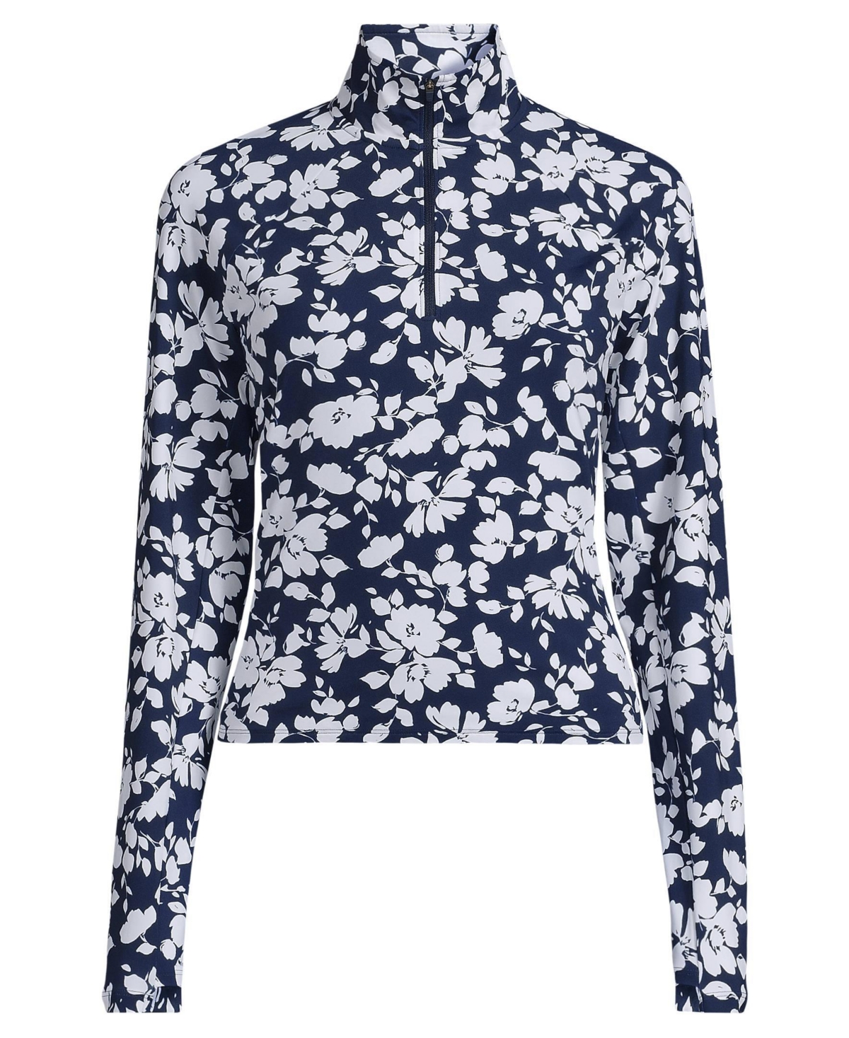 Lands' End Women's SunShade Upf 50 Long Sleeve Quarter Zip Rash Guard