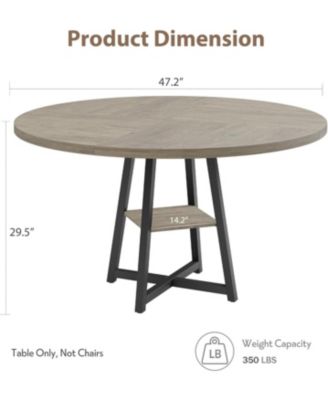Kitchen Table Industrial Round Dining Table 47 Inch Kitchen Table Set for 4 to 6 Dinner Table