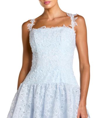 Women's Sleeveless Embroidered Lace Tiered Midi Dress