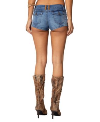 Women's Max Suede Detail Denim Micro Shorts