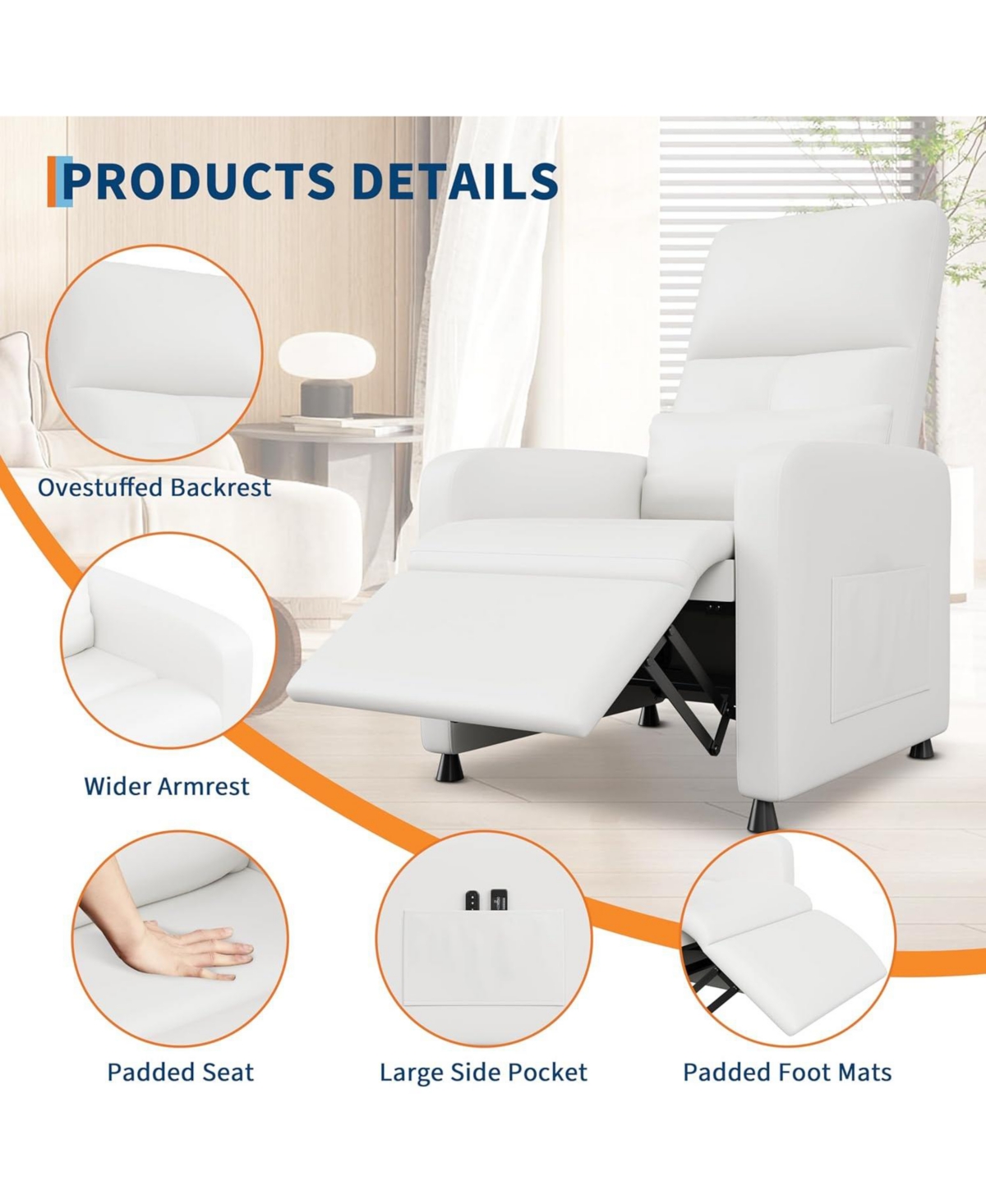 gaomon Power Recliner Chair with Massage and Heat with Massage Function with Lumbar Support, Adjustable Push Back