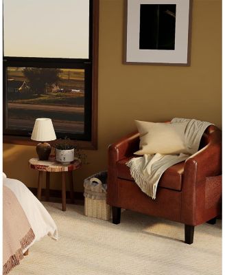 Accent Barrel Chairs, Faux Leather Club Armchairs with Soft Seat for Living Room, Bedroom, Reading, Waiting Room