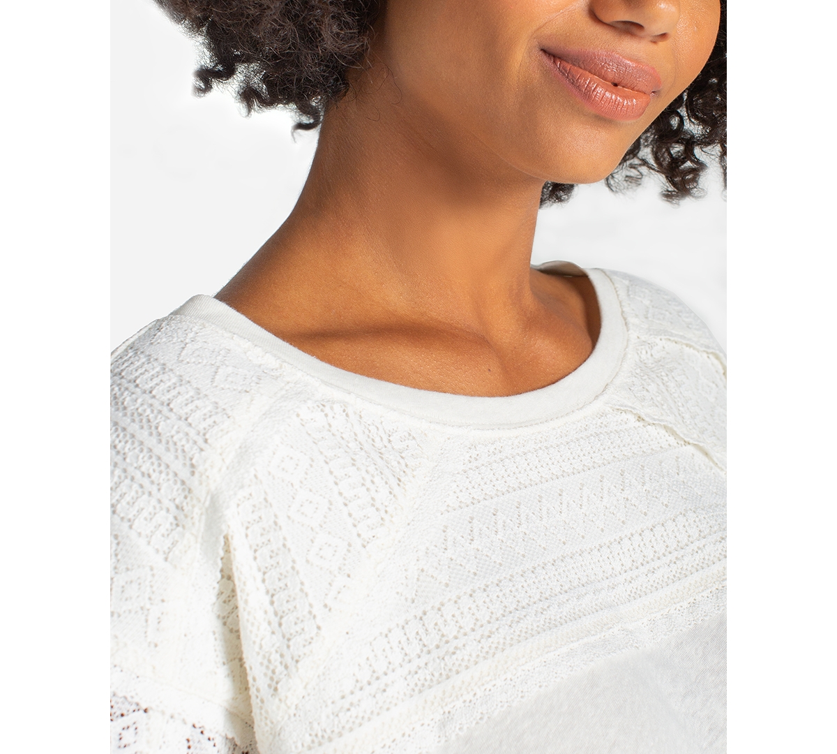 Liverpool Los Angeles Women's Lace Trim Boat Neck Top