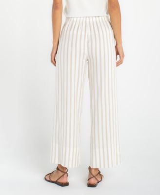 Pull-On Wide-Leg Cropped Pants