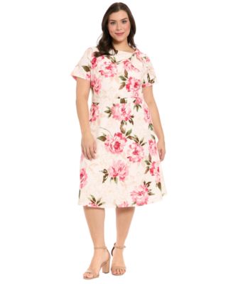 Plus Size Floral Printed Midi Dress
