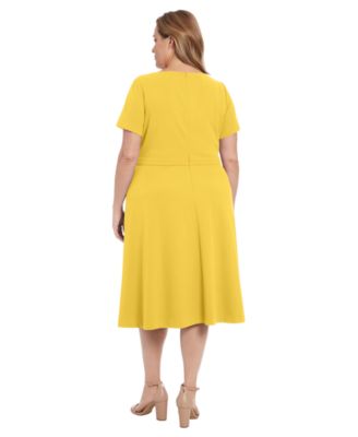Plus Size Bow Neck Midi Dress