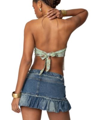 Women's Kloe Backless Crochet Split Front Top