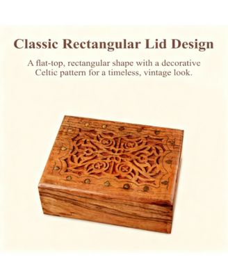 Handcrafted Celtic Wooden Treasure Chest for Jewelry & Keepsakes