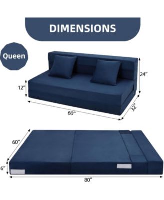Folding Sofa Bed, Foldable Couch Bed with Pillow, Convertible Sleeper Chair Folding Sofa Mattress