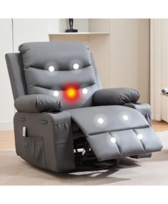 Swivel Rocker Recliner Chair with Massage and Heat, Oversized Glider Recliner Nursery Chair,Single Sofa Seat
