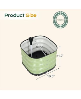 Galvanized Raised Garden Bed 16.5'' Self-Watering Planter Box with Drainage Plug and Water Reservoir for Indoor & Outdoor Gardening