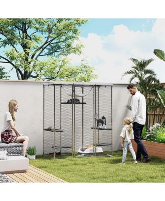 Large Catio Outdoor Cat Enclosure with Waterproof Cover