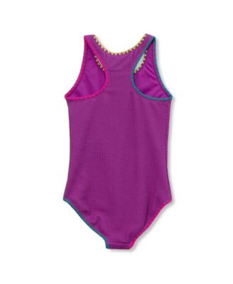 Girls Chlorine Resistant Embroidered One Piece Swimsuit