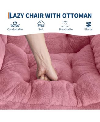 Lazy Chair with Ottoman, Modern Lounge Accent Chair,Leisure Sofa Armchair with Footrest,Reading Armchair with Side Pocket for Living Room