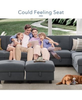 Modular Sectional Sofa, 143.8 Inch Sectionals Couch U Shaped Sofa with Storage Ottoman, 9 Seat Comfy Sectional Couches