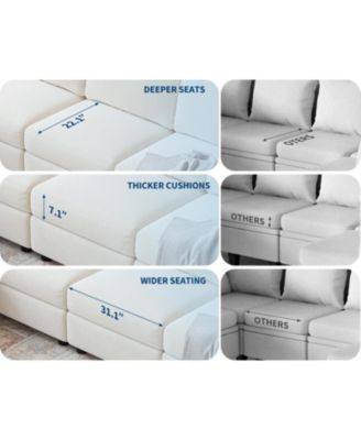 L-Shaped Modular Sectional Sofa, Oversized 9 Seat Couch with 2 Storage Ottoman, 2 Pillows, Modern Deep Seat Comfy Couch